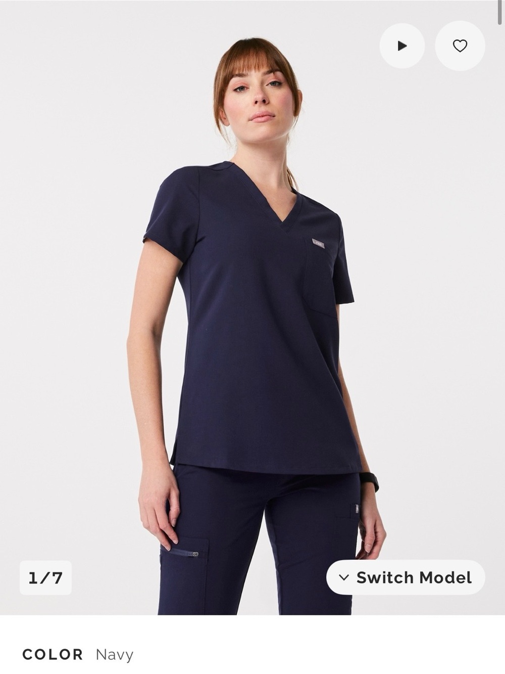 Figs scrub top- navy